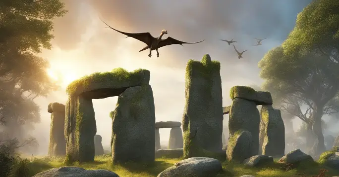 pterodactyl over Stonehenge 