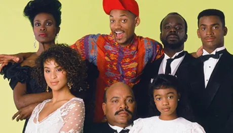 a group of 7 cast member from the fresh prince of bel-air one of the 1990s tv sitcoms