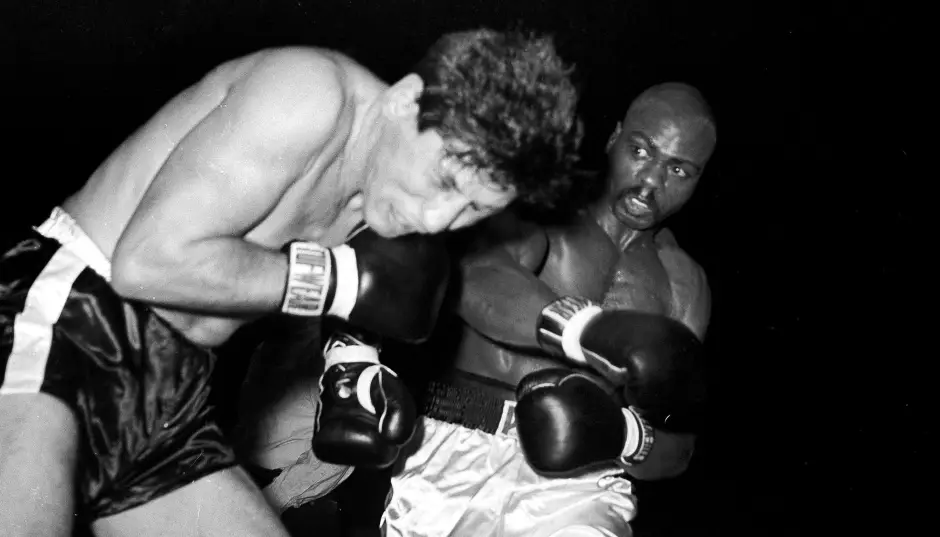 Rubin Hurricane Carter connecting the knockout blow in the ring