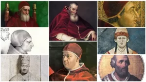 pic collage of 8 notorious popes